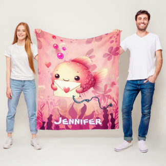 Manta Polar Pescado dorado de personalizado rosa brillante y s
