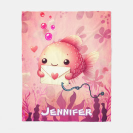 Manta Polar Pescado dorado de personalizado rosa brillante y s