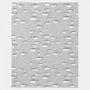Manta Polar Pescado gris monocromo