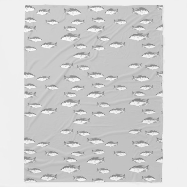 Manta Polar Pescado gris monocromo (Anverso)