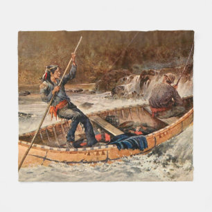 Manta Polar “Pescando truchas” Arte occidental de Frank Feller