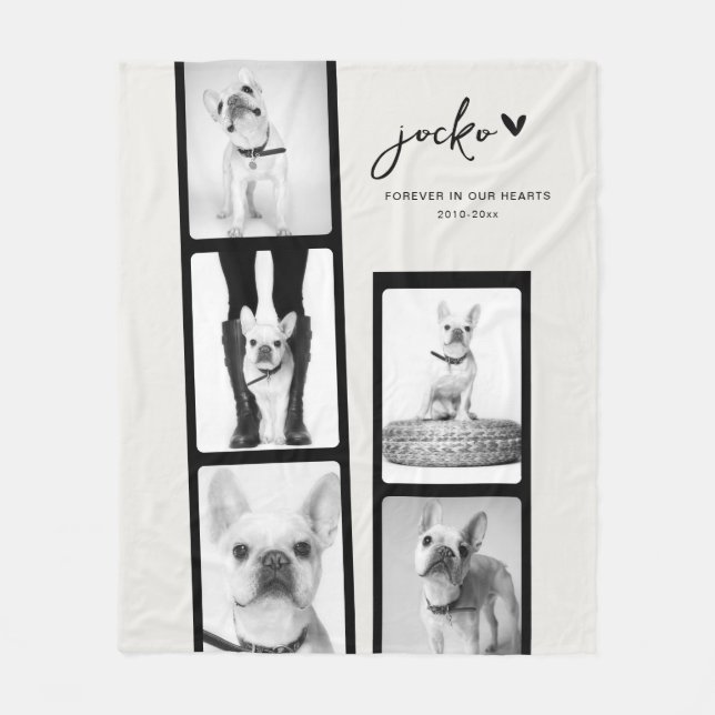 Manta Polar Pet Memorial Personalized Photo Strip Collage  (Anverso)