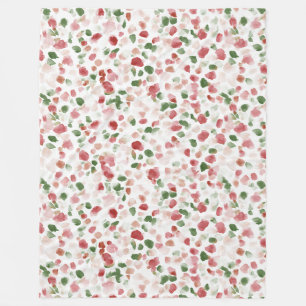 Manta Polar Pétalos de Flor Verdes Rojos