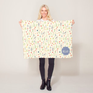 Manta Polar Peter Rabbit   Floral Watercolor Pattern