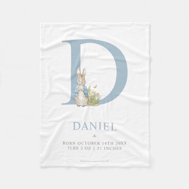 Manta Polar Peter Rabbit | Letra D personalizada (Anverso)
