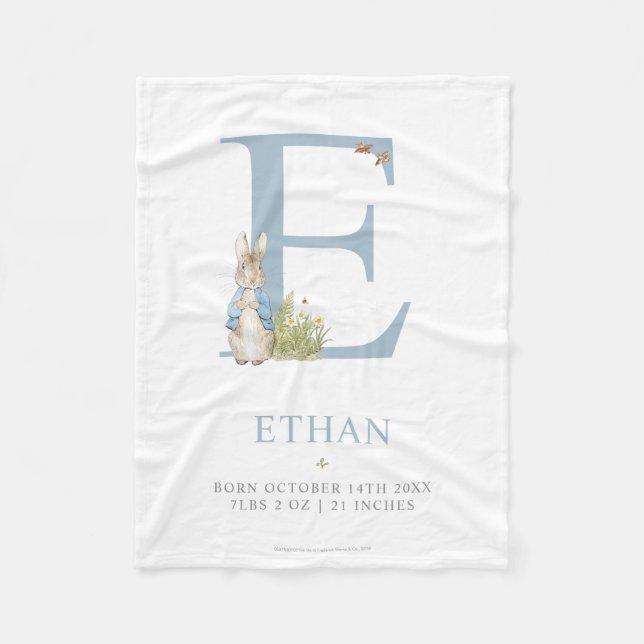 Manta Polar Peter Rabbit | Letra E personalizada (Anverso)