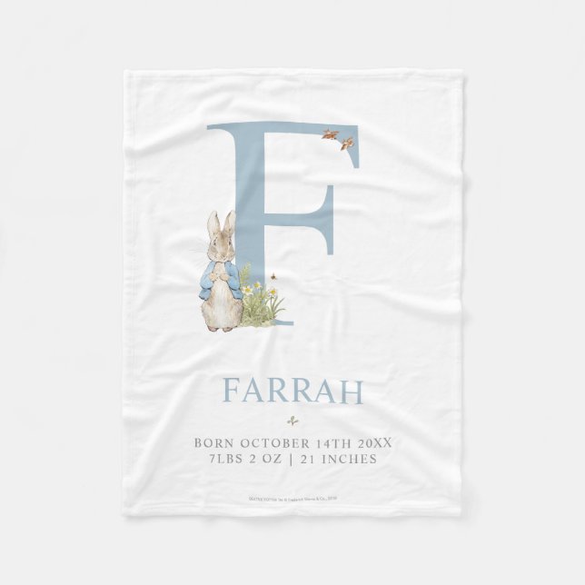 Manta Polar Peter Rabbit | Letra F personalizada (Anverso)