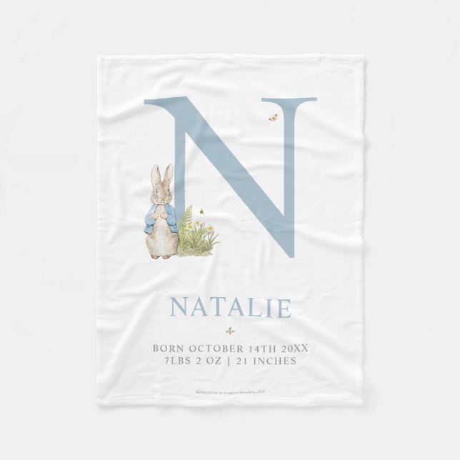 Manta Polar Peter Rabbit | Letra personalizada N (Anverso)