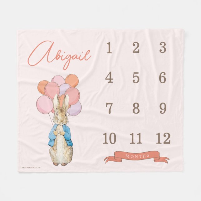 Manta Polar Peter Rabbit | Niña bebé rosa 12 meses hito (Frente (Horizontal))
