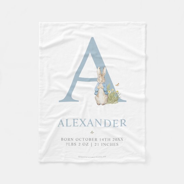 Manta Polar Peter Rabbit | Personalized Letter A (Anverso)