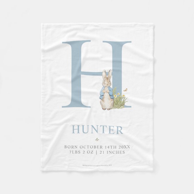 Manta Polar Peter Rabbit | Personalized Letter H (Anverso)