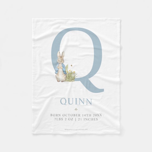 Manta Polar Peter Rabbit | Personalized Letter Q (Anverso)