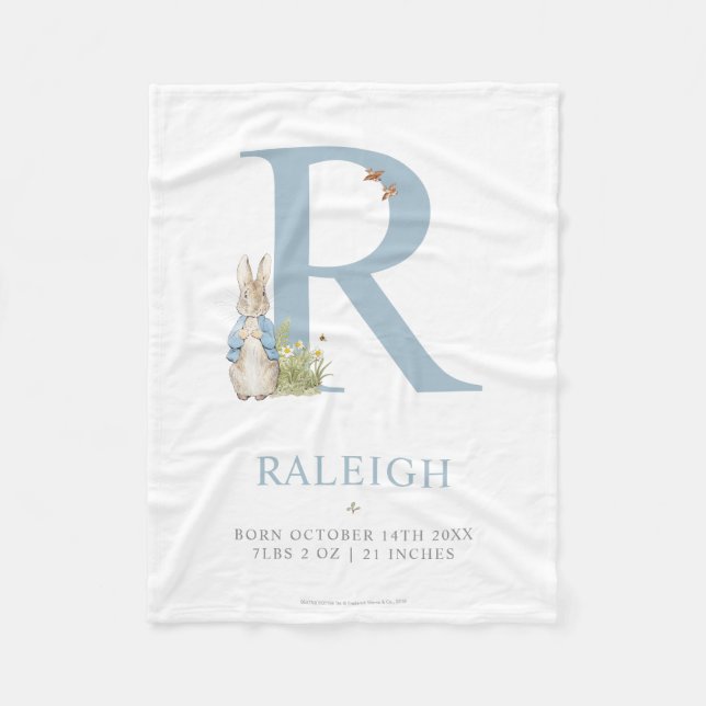 Manta Polar Peter Rabbit | Personalized Letter R (Anverso)