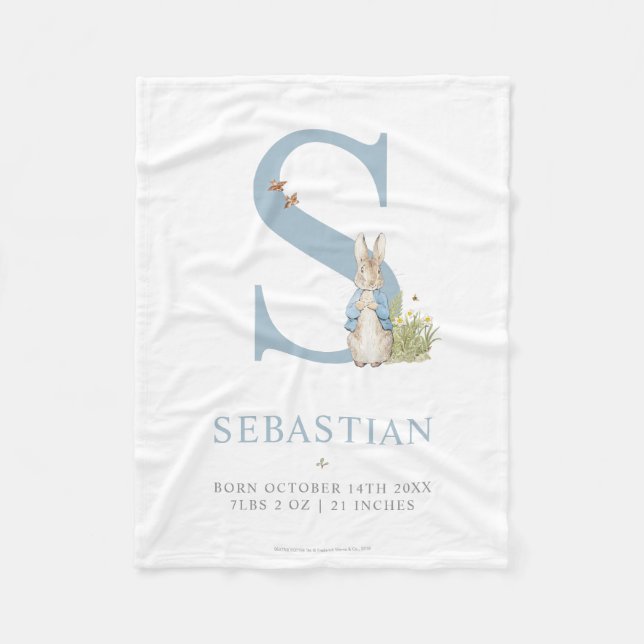Manta Polar Peter Rabbit | Personalized Letter S (Anverso)