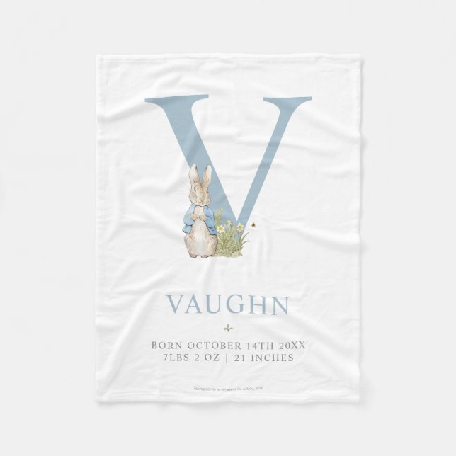 Manta Polar Peter Rabbit | Personalized Letter V (Anverso)