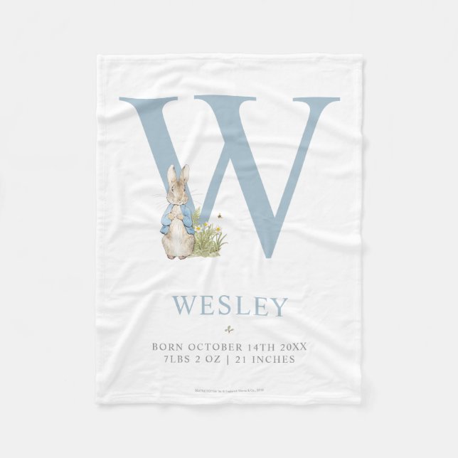 Manta Polar Peter Rabbit | Personalized Letter W (Anverso)