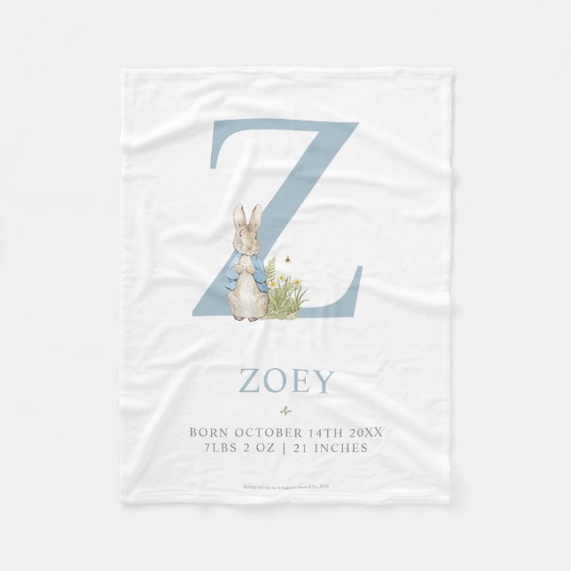 Manta Polar Peter Rabbit | Personalized Letter Z (Anverso)