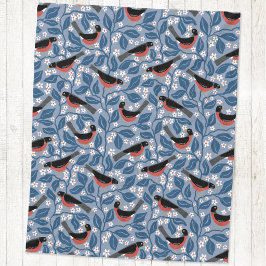 Manta Polar Petirrojo Americano Flor de Manzano Pájaro Flor