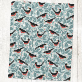 Manta Polar Petirrojo Americano Flor de Manzano Pájaro Flor Ve