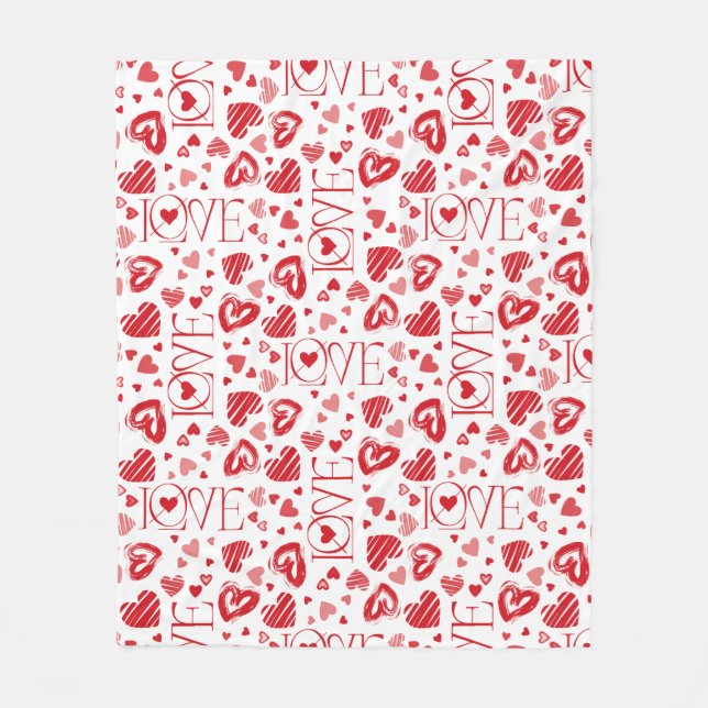 Manta Polar Petty Cute Red White & Pink Hearts El día de San V (Anverso)