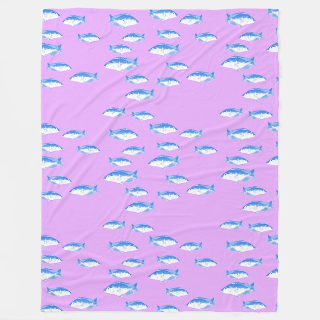 Manta Polar Pez azul sobre lila (Anverso)