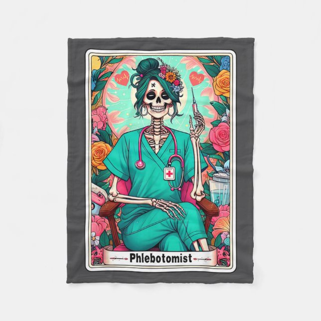 Manta Polar Phlebotomist Tarot Card Skeleton Phlebotomy Tech P (Anverso)