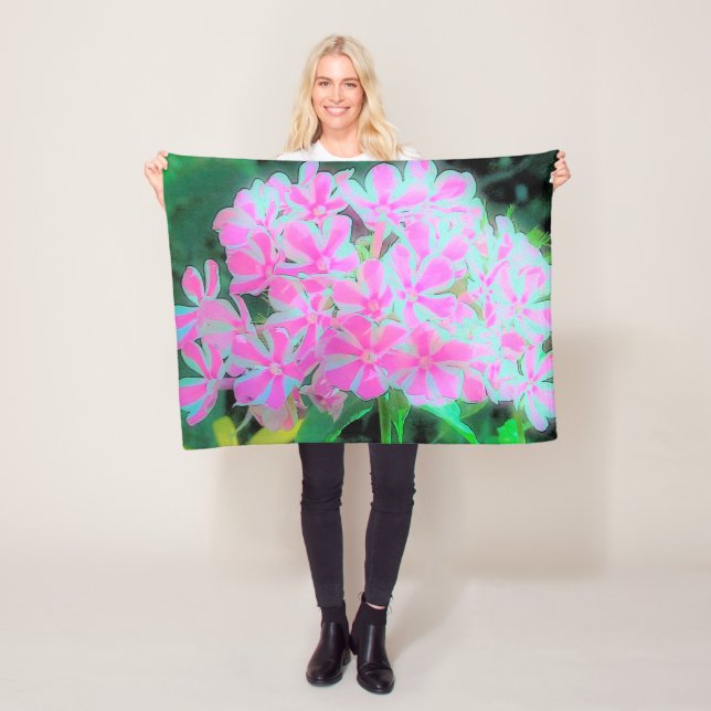 Manta Polar Phlox Jardín de menta blanca y rosa caliente (In situ)