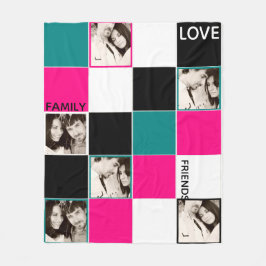 Manta Polar PHOTO Abierto Personalizado Negro Turquesa Rosa