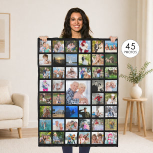 Manta Polar Photo Collage 45 Pics Editable Color Personalized