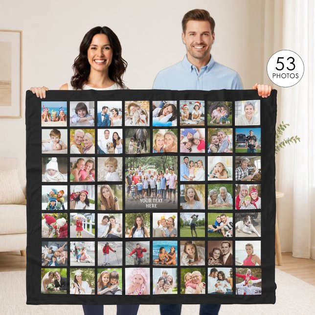 Manta Polar Photo Collage 53 Photos Personalized Black (Subido por el creador)