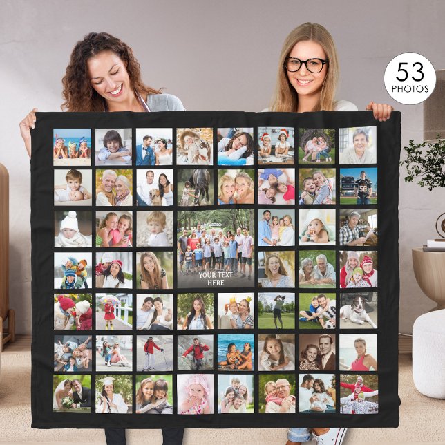 Manta Polar Photo Collage 53 Photos Personalized Black (Subido por el creador)