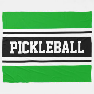 Manta Polar PICKLEBALL Fun Bright Green Black Carreras Strips