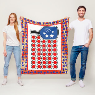 Manta Polar Pickleball Patriótico Bandera Roja Blanca Azul-Est