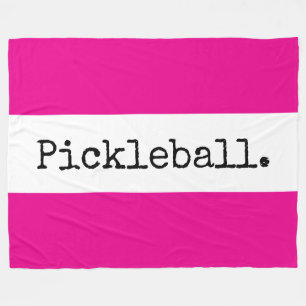 Manta Polar PICKLEBALL Rosa Brillante Rayas Blancas Texto Retr