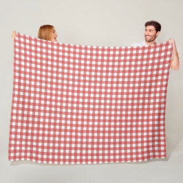 Manta Polar Picnic clásico de Gingham rojo y blanco