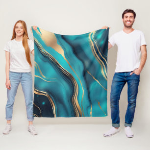 Manta Polar Piedra de mármol metálico de oro azul
