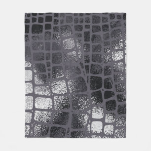 Manta Polar Piel de serpiente negra metálica: Textura elegante