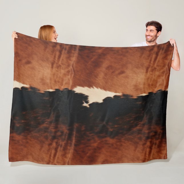 Manta Polar Piel de vaca de Faux Black Southwest de Brown (In situ)
