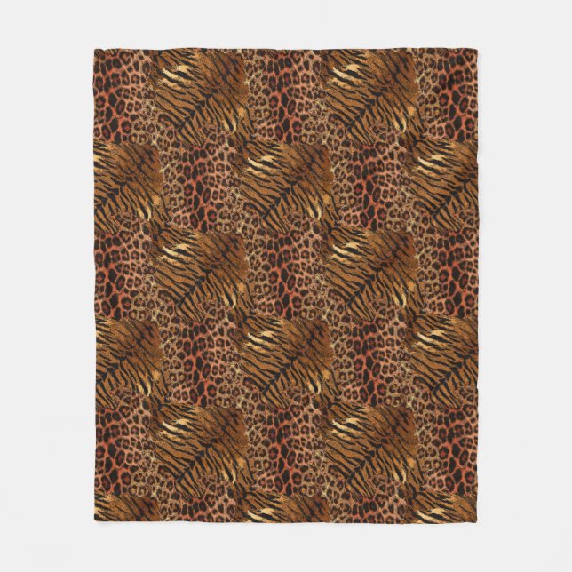 Manta Polar Piel tigre leopardo gato rayado de moda (Anverso)