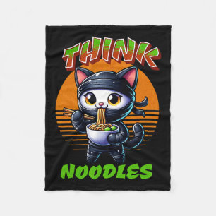 Manta Polar Piénsese en los fideos - Mmm Noodles Kawaii Ninja