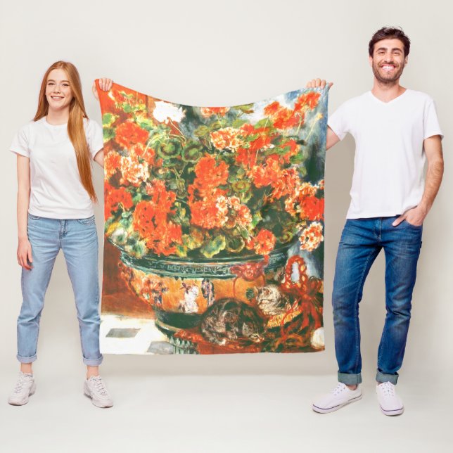 Manta Polar Pierre-Auguste Renoir Geraniums And Cats (In situ)