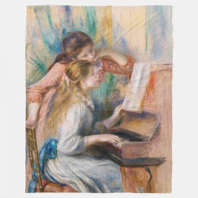 Manta Polar Pierre Auguste Renoir - Jóvenes Chicas en el piano (Anverso)
