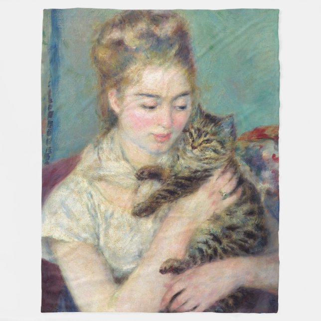 Manta Polar Pierre-Auguste Renoir - Mujer con un gato (Anverso)