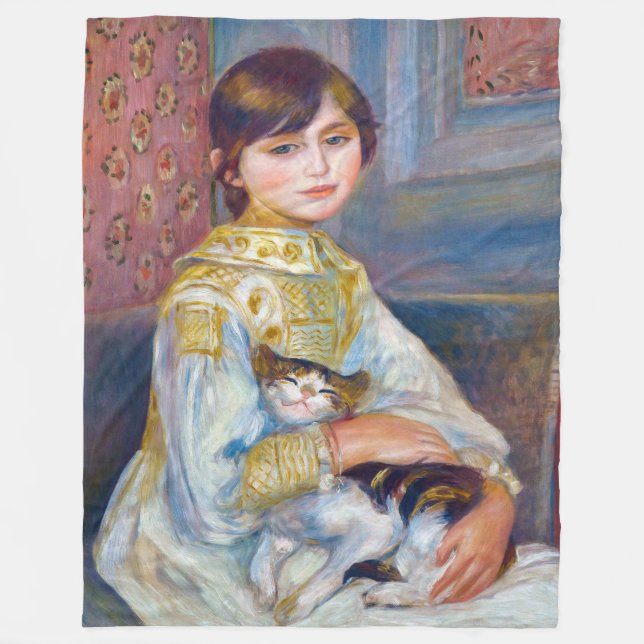 Manta Polar Pierre-Auguste Renoir - Niño con gato (Anverso)