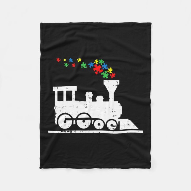 Manta Polar Pieza de rompecabezas de tren Autismo Conciencia N (Anverso)