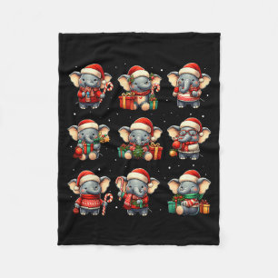 Manta Polar Pijama de hombre divertido de Navidad de elefante