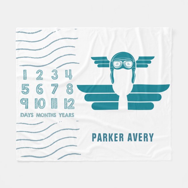 Manta Polar Piloto de avión para bebé (Frente (Horizontal))