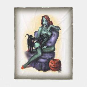 Manta Polar Pin del chica del zombi de Halloween para arriba