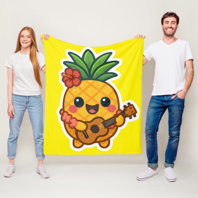 Manta Polar Piña Kawaii sonriente - Tropical (In situ)