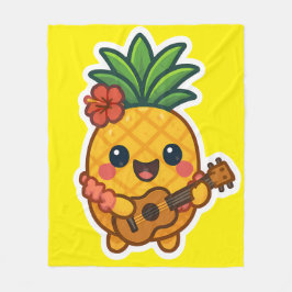 Manta Polar Piña Kawaii sonriente - Tropical